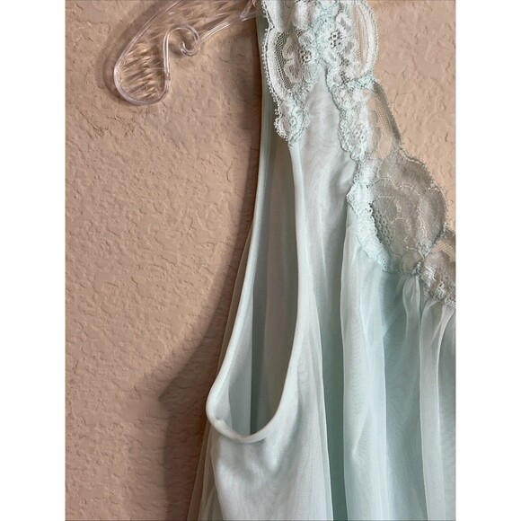 Vintage Lorraine Mint Blue Lace Night Dress And Cardigan 2 Set Size M - Picture 7 of 16